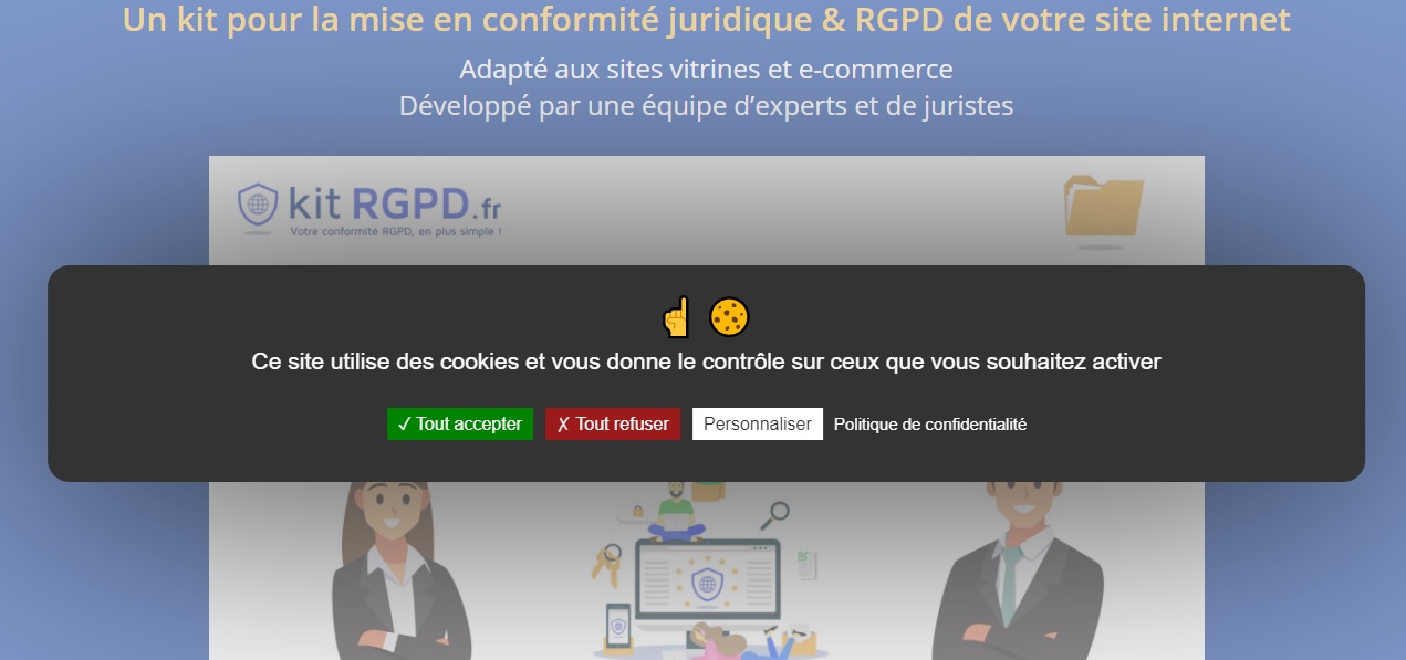 Exemple de bandeau des cookies conforme au RGPD